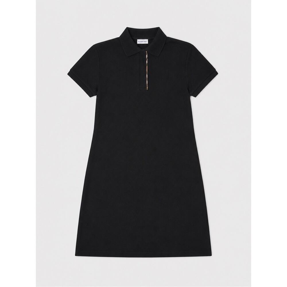 Burberry Black Polo Mini Dress with Signature Check New L